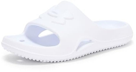 Under Armour Women's Locker V Slides, Comfortable and Lightweight Women's Slides, Locker Room and Shower Sandals with Built-In Drainage,White / White / White,5