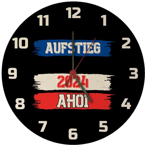 Kiel Aufstieg 2024 Wanduhr mit Spruch AHOI Maritimer Hafen Design Fußball-Aufsteiger 2024 Schleswig-Holstein Stolz