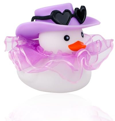 XIHIRCD Patos de Goma de Colores, Decoración Coche Morado Accesorios de Decoración de Pato con Gafas Sombrero Falda para Coche Mesa Decoración de Refrigerador