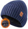 FORVEVO Warme Beanie Mütze Herren Damen, Wintermütze Männer, Thermo Fleece Lining Mütze,Weich Strickmützen für Unisex Wärmende,Outdoor Laufen Skifahren(Navy)