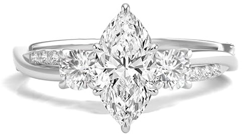 Molioaki 3 Edelsteine Verlobungsring Damen 925 Sterling Silber Eheringe Frauen Ringe 1.28-3.28 ct 5A Zirkonia Personalisierte Individuelle Gravur Ring
