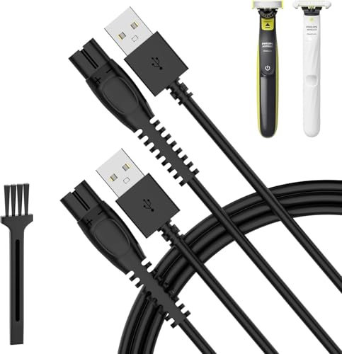for Philips One Blade Charger Cable for Oneblade 360, QP2834, QP2724, QP2734, QP4631, MG7910, MG7930, BT3233, S3241, S3145, S8697 Shaver Power Cord, 2 Pack (UKCA/Bush)