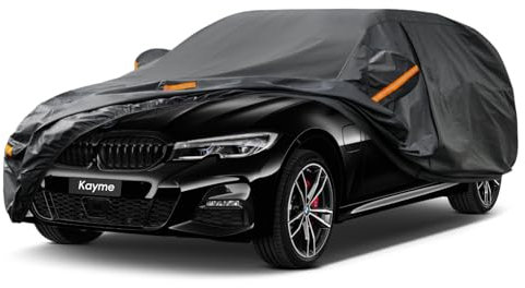Kayme Kombi Autoplane Wasserdicht Atmungsaktiv für BMW 3er Touring G21 F31 E91 318 320 325 330 (2005-2025), 7 Schichten Vollgarage Autoabdeckung für Sonne Staub, Autoabdeckung mit Reißverschluss.