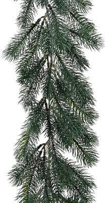 Kaemingk Künstliche Tannengirlande 1,8m x 13cm mit Spritzguss Spitzen - Wintergirlande zum Dekorieren und Basteln - Weihnachtsgirlande Kunstgirlande Dekogirlande Weihnachten - Dunkelgrün