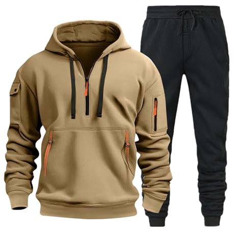 Ralph Lauren Herren Hoodie & Jogging Suit - Winter Pullover with Sweatpants Set, Grey Tracksuit