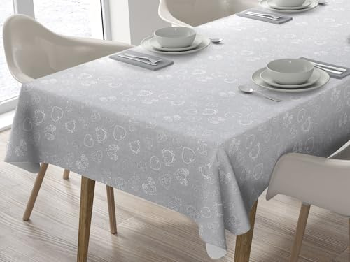 Abwischbare Tischdecke Wachstuch PVC Tischdecke Tischschutz 100cm x 140cm 39x55 Grau Hell