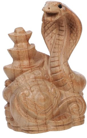 Amosfun Figurine Serpent en Bois Sculptée Petite Taille Décoration Serpent Réaliste Ornement Feng Shui Simulé Accessoire Décoratif pour Bureau Et Jardin Présent 2025