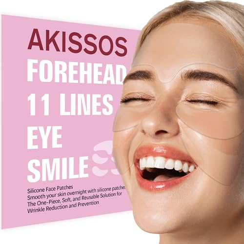 Silikonpflaster Gegen Falten - Akissos 5PCS Super Hydratation Zornesfalte Pflaster,Face Tape,Silikon Falten Pflaster Gesicht für Gesicht|Stirnfalten|Augen,Straffung über Nacht,Nach der Skincare