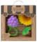 Oli & Carol Baby Geschenkset: Beißring 'Sun the Sunflower', Rassel & Mini-Beißring 'Ramona the Radish' - Holz, Multicolored (Sunflower Yellow, Radish Red, Purple)