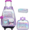 Meetbelify Mochila con ruedas para niñas con múltiples bolsillos para estudiantes de primaria