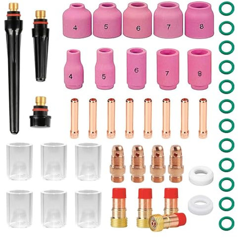 49 Pezzi Saldatrice TIG AC DC Alluminio Accessori per Ugelli, Torcia TIG Accessori, per Saldatura TIG WP - 9/17/18/26