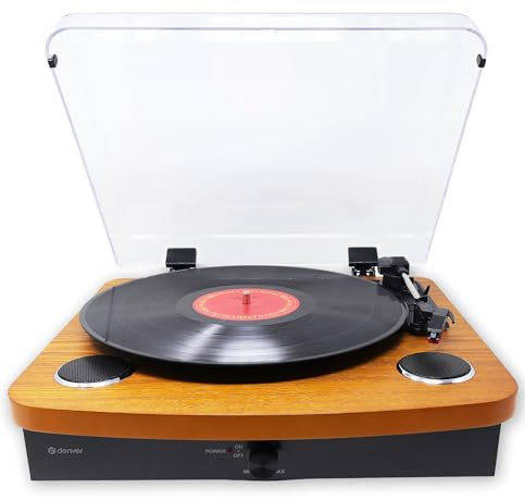 Denver Vinyl Record Player With Stereo Speakers - Bluetooth Send & Receive - USB & SD Recording - AUX IN & RCA Out - VPL-230 Light Wood