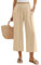Niwicee Leinenhose Damen Hose Sommer 3/4 Culotte Weite Bein Sommerhose Elastische High Waist Leichte Loose Freizeithose Elegante Lounge Hosen mit Taschen (Khaki, M)