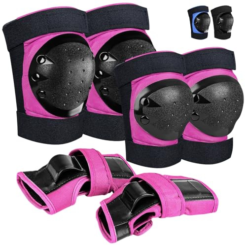 iMoebel Schützer Schonerset 6 in 1 Inliner Protektoren Set Kinder Schutzausrüstung, Verstellbare Knieschoner Ellenbogenschützer Handgelenkschoner für Skaten Fahren Roller Skateboard