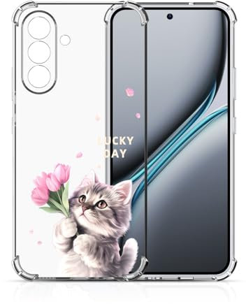 Xkladz Transparente Hülle für Samsung Galaxy A56 5G, Handyhülle Klare Stoßfeste Weiches TPU Silikon Case Soft Schutzhülle mit Motiv für Mädchen Jungen Dünn Slim Cute Cover, Niedliche Katze
