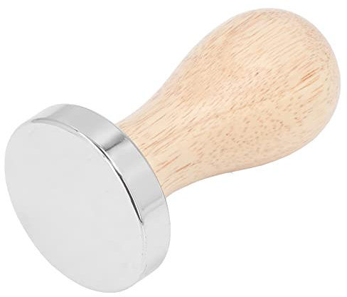 RASTKY Kaffeepulverstampfer, Tamper, Abnehmbarer Presshammer aus Lebensmittelechtem Edelstahl mit Flachem und Holzgriff für Zuhause und Büro, 49 Mm (49mm)
