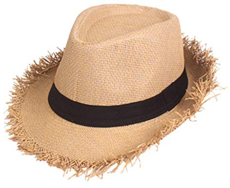 Strohhut Gärtner, Strohhut Herren Damen, geflochten ausgefranst Sommerhut Damen Herren Sonnenhut Strandhut Hawaii Hut - ideal für den Urlaub am Strand Garten oder Sommer Partys (01 Coffee, One Size)