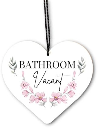 Bathroom Engaged Vacant In Use Occupied Floral Modern Contemporary Hanging Door Sign With Chain