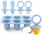 Alihoo Moules à glace en silicone - Pour bébés et jeunes enfants - 6 moules à glace avec bâtonnets en plastique - Bleu