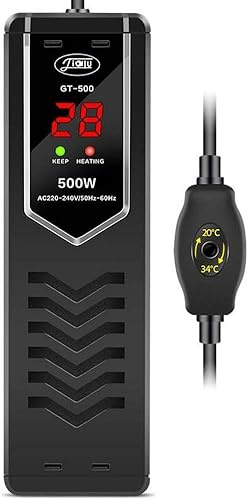 Radiateurs D’Aquarium LED, Tige Chauffante Submersible Fish TK en Alliage De Titium avec Température Réglable pour 50-500l Fish Tks, 50W