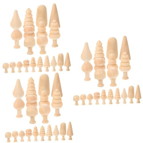 Angoily 60 Stück Teiliges Unbehandelte Mini Holzbäume aus Glattem Holz zum Bemalen und Basteln Sichere DIY Holzfiguren für Vielseitige Holzdeko für Kreative und Handwerksprojekte
