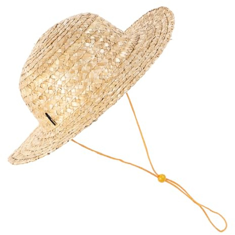Sombrero de Paja para Niños, ala Ancha 35cm, Caqui | Transpirable, Ligero Cordón Ajustable, Protección Solar, para Playa, Vacaciones y Actividades al Aire Libre