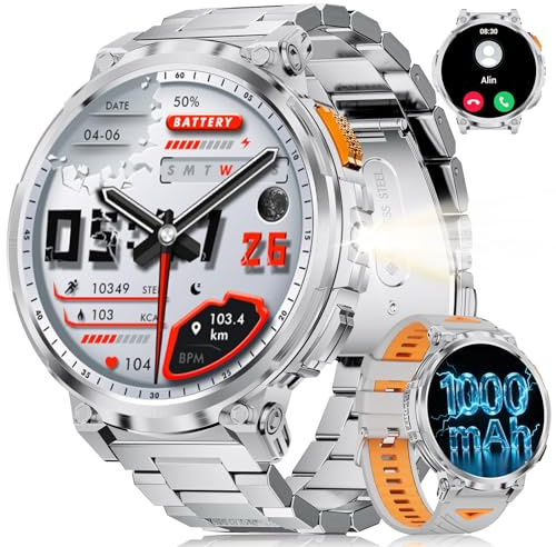 LIGE Montre Connectée Homme avec Batterie 1000 mAh(50+Ultralange Standby Zeit), 1,85 HD écran Smartwatch, IP68 Etanche, Bluetooth Appel Sommeil Surveillance Android iOS