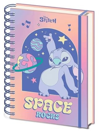 Lilo and Stitch Planetary A5 Wiro Notebook, Official Licensed Disney Spiral Bound Lined Journal, Cute Stitch Writing Book for School, College, Office, Planner, Stationery Gift