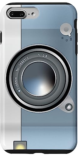 Fotocamera vintage e immagine retrò con obiettivo blu pastello Custodia per iPhone 7 Plus/8 Plus
