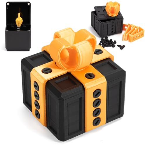 Die Scherzbox mit Mittelfinger - Urkomische Schrauben-Herausforderung und nervige 3D-gedruckte Geschenkbox, lustige und originelle Geschenkbox mit Mittelfinger-Schalter-Streichspielzeug (Schwarz)