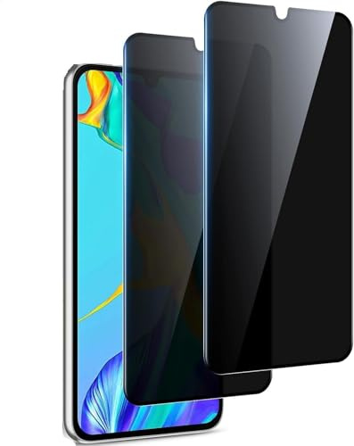 TuFun Schutzfolie für Huawei P30 für Panzerglas Sichtschutz, [2 Stück] 9H Härte Sichtschutzfolie, Anti-Spy Displayschutz, Anti-Spähen, Blasenfreie Privacy Schutzglas - Schwarz