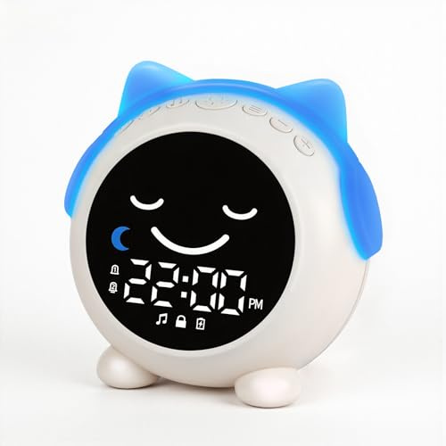 INXDOLHOM Wecker Kinder, Wecker digital Kinder, Snooze und 9 White Noise, Einstellbare Helligkeit und Lautstärke, Kids Schlaftrainer für Schulanfänger Mädchen Jungen