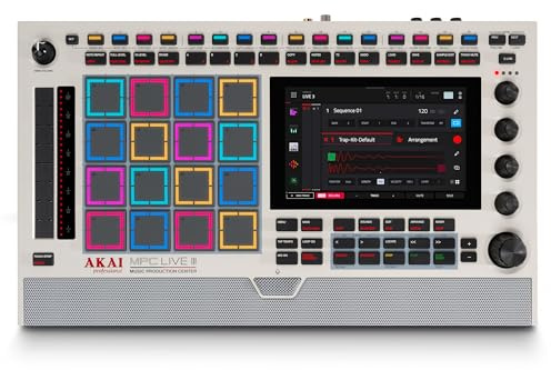 Akai Professional MPC Live III Retro tragbares Musikproduktions-Center | Standalone, MPCe Pads, Touchscreen, Stereo Lautsprecher, Mikrofon, Akku, Bluetooth, WLAN