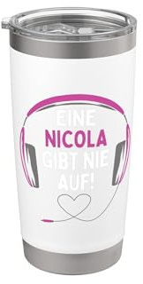 Gaming Kopfhörer Eine Nicola Gibt Nie Auf Personalisiertes Doppelwandiger Edelstahl-Thermobecher