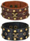 Flongo Herrenarmband Männer Armband Lederarmband, Groß breit Leder Armband Armreif mit Bronze Nieten Braun Schwarz Herren-Accessoires Punk Rock Biker Größen verstellbar 2 Stück