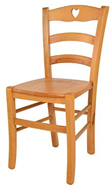 t m c s Tommychairs - Stuhl Cuore für Küche und Esszimmer, Robuste Struktur aus Buchenholz in der Farbe Honig lackiert und Sitzfläche aus Holz