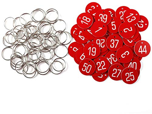 Sourcemall Étiquettes d'identification en plastique avec porte-clés (1-50 pièces, rouge)