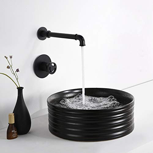 WRISCG Miscelatore Lavabo Bagno, Rubinetto Lavabo Muro Miscelatore per Bagno, Stile Industriale Steampunk Rubinetto per Hotel a Tema, Bar, Caffetteria, Lavandino Bagno Rubinetto Bagno Lavabo