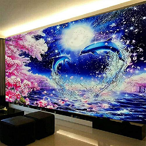 Nicole Knupfer 5D Diamant Painting Kit DIY Full Bohrer Diamond Malerei Whales Handgemachtes Naturlandschaft Wohnzimmer Wanddekoration (120x50cm)