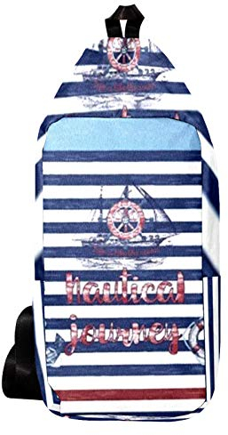 EZIOLY Nautische Rettungsring Schulterrucksack Sling Bag Crossbody Tasche Reise Wandern Daypack für Männer Frauen