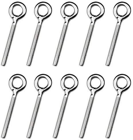 Aallo 10 Pcs M6 Golfari 304 Acciaio inox Bullone Bulloni a Occhiello Lunghi per Esterni,Altalena,Casa,Ufficio