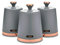 New Tower Grey 3 Set Canisters Tea Coffee & Sugar for Storage