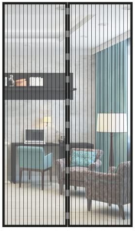 JustGo Zanzariera Magnetica Porta Finestra Adattabile e Regolabile, Chiusura Automatica a Calamite, Istruzioni di Montaggio Chiare, Calamite Potenti, Nero, 150 x 260 cm
