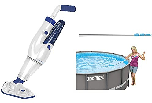 Gre VCB50 Electric Vac Plus - Pulitore elettrico per piscina, 90 l/h & Intex 29055 Asta Telescopica in Alluminio, Lunghezza 279 cm