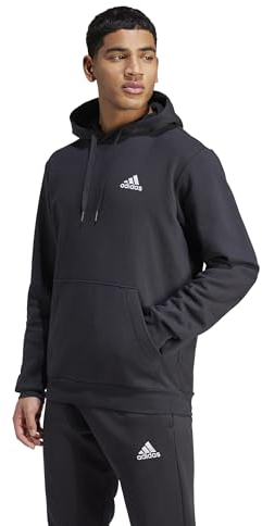 adidas Men's Essentials Fleece Hoodie, Black / White, M