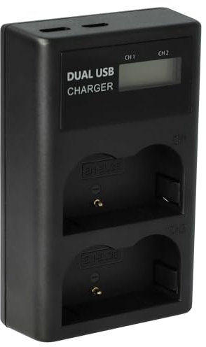 vhbw Dual USB/Micro-USB Battery Charger compatible with Nikon D90 Digital Camera, Action Cam Batteries - Cradle + Micro-USB Cable