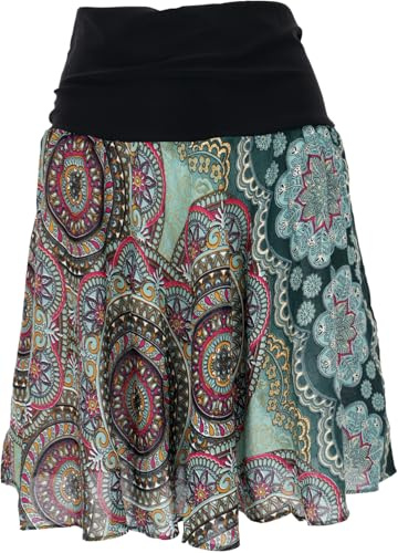 GURU SHOP Luftiger Minirock, Boho Sommerrock - Petrol/Bordeaux, Damen