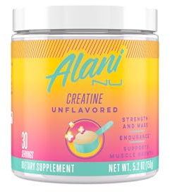 Alani Nu Creatine Monohydrate Powder | Unflavored | Micronized Creatine Powder | Gluten Free | Sugar Free | Vegan | 30 Servings