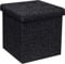 A406 Folding Ottoman Storage Box with Lids Pouffe Seat Stool Foot stool Storage Unit Bench Foot Rest Stool 38cm Grey Black Beige Green (Black-Linen)