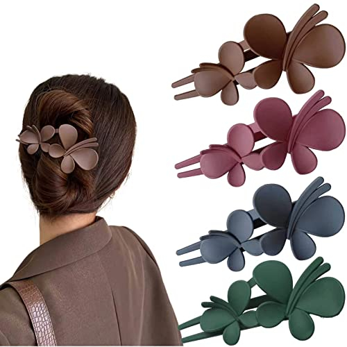 Haarklammer Schmetterling Haarspangen Damen Groß Matt Entenschnabel Haarspange Krokodil Haarnadel Für Frauen Mädchen (4 Stück)